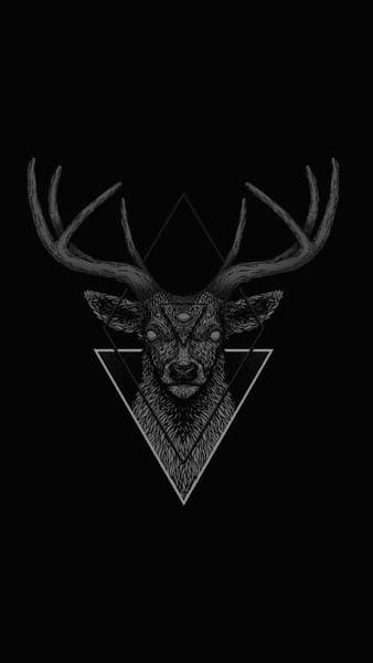 Mystical Deer Head Geometric Dark Art