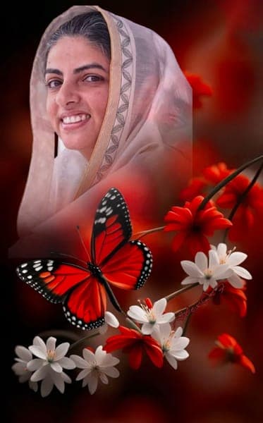 Woman with Butterflies and Flowers Artistic Portrait