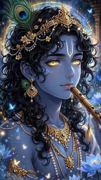 Lord Krishna Playing Flute Artwork