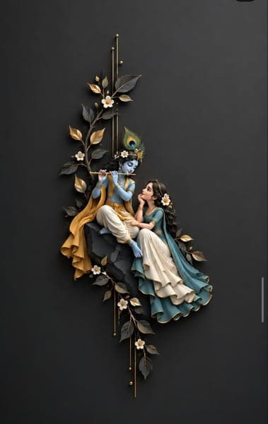 Radha Krishna 3D Minimalist Art