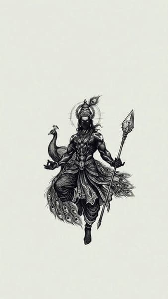 Lord Murugan Pencil Sketch Artwork