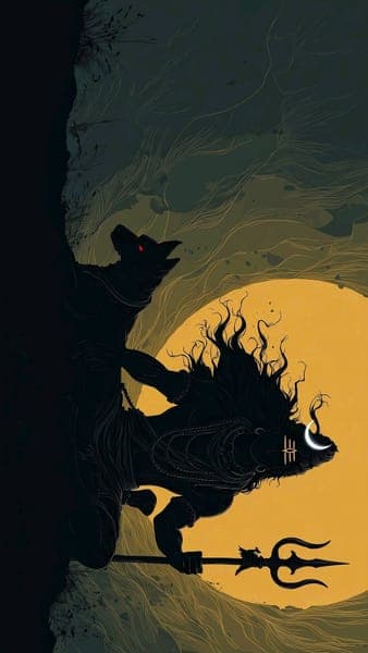 Lord Shiva Silhouette with Moon