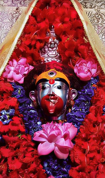 Goddess Kali Idol With Red Flowers