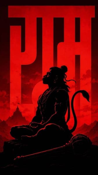 Lord Hanuman Meditating Red Art