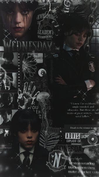 Wednesday Addams Dark Aesthetic Collage