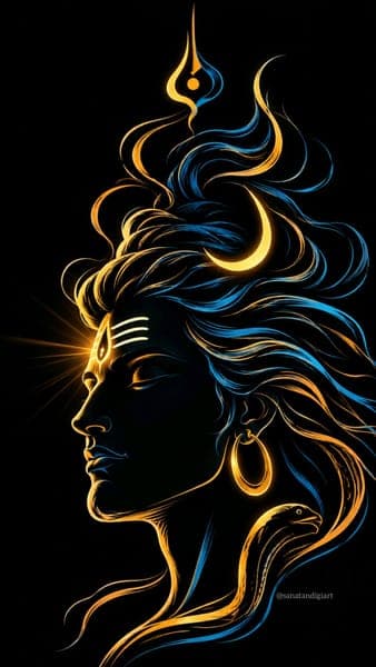 Lord Shiva Glowing Digital Art