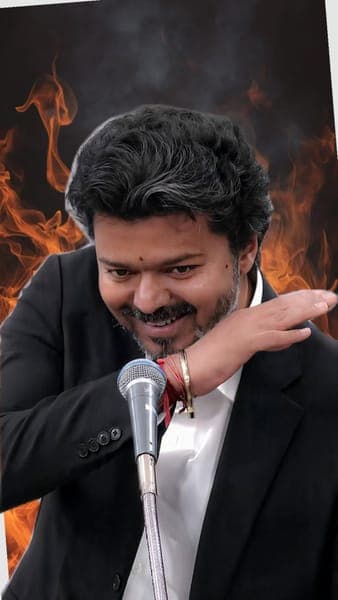Actor Vijay in Black Suit