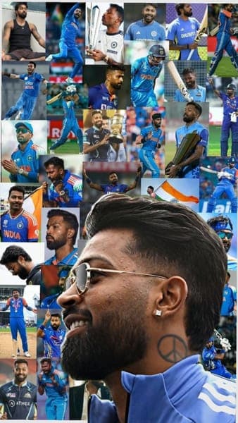 Hardik Pandya Cricket Collage Photo