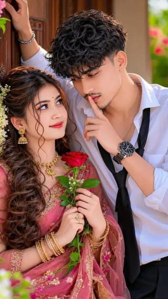 Romantic Indian Couple with Rose