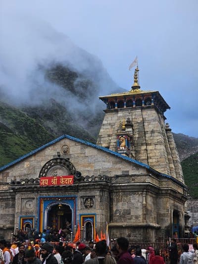 Kedarnath Temple in Misty Mountains