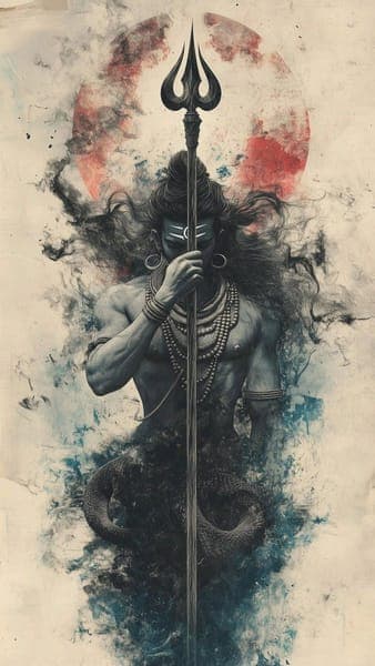 Lord Shiva Holding Trishul Art