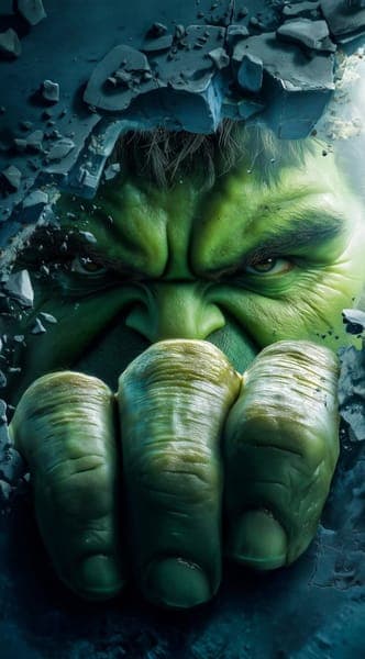 Angry Hulk Breaking Through Wall