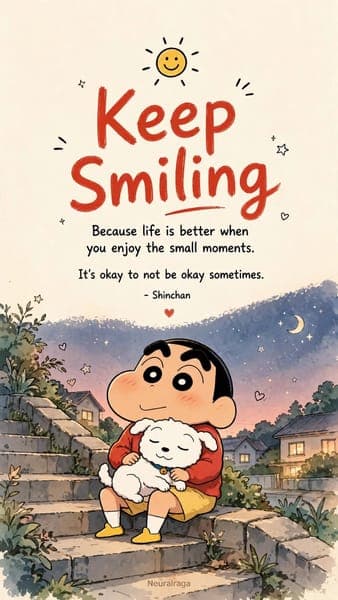 Shinchan Hugging Shiro Keep Smiling