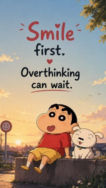 Shin-chan and Shiro Sunset Quote